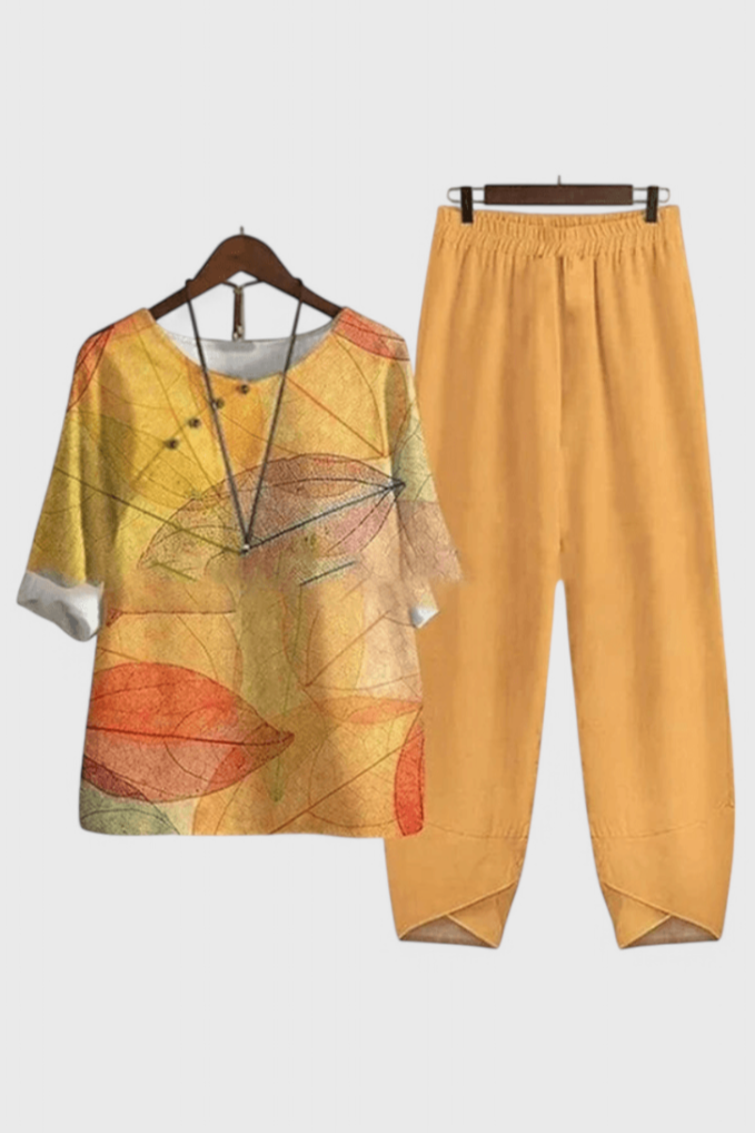 Ursula Conjunto Chique de Camisa e Calças com Estilo Relaxado