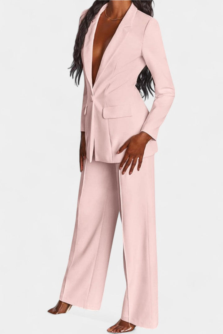 Marnie Conjunto de Blazer à Medida e Calças de Perna Larga