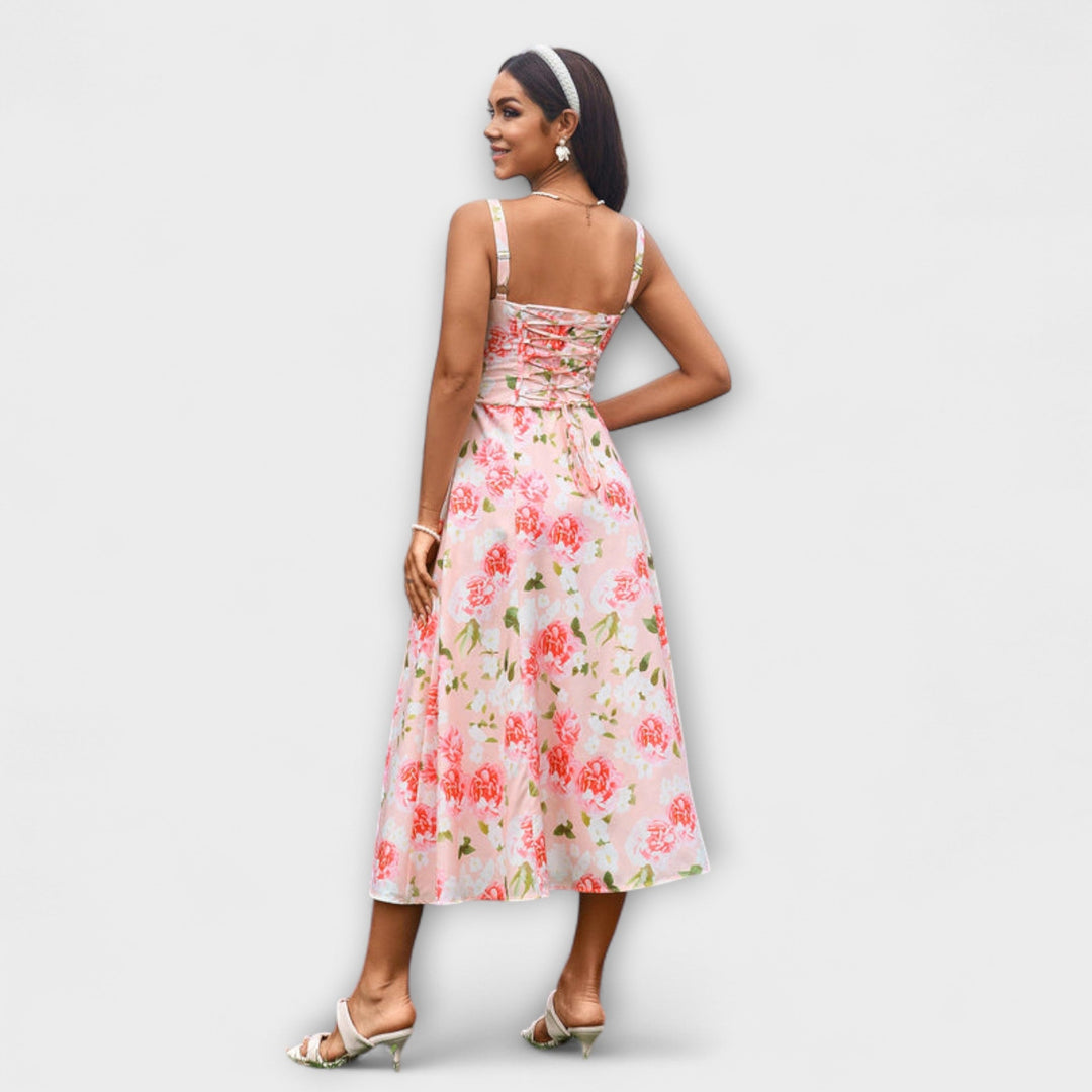 Upanje - Vestido Rosa com Detalhe de Abertura