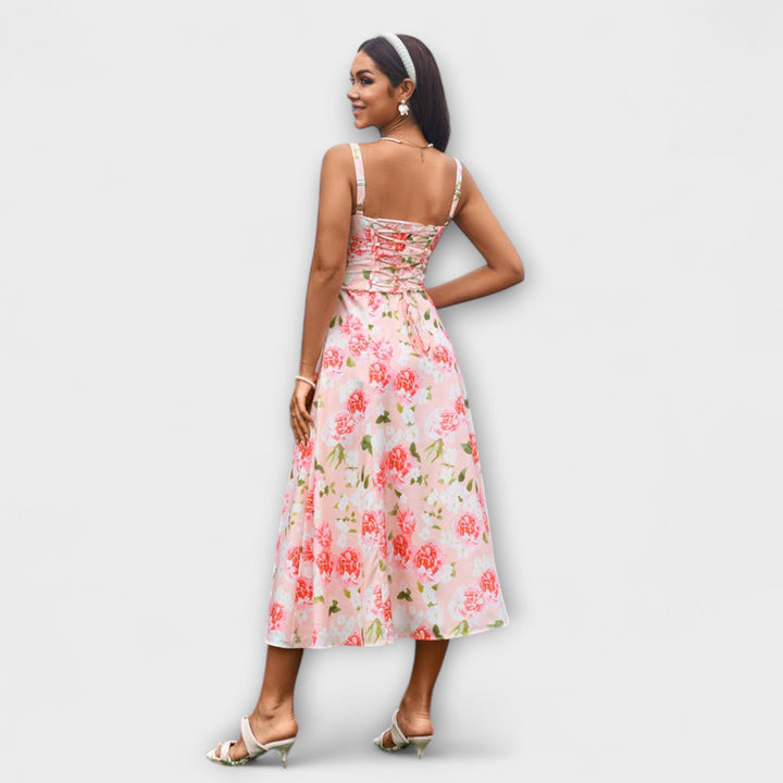 Upanje - Vestido Rosa com Detalhe de Abertura