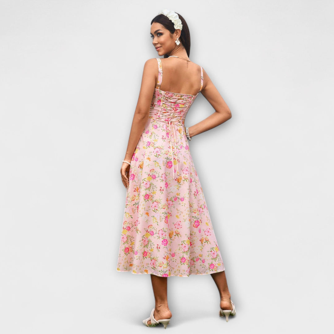 Upanje - Vestido Rosa com Detalhe de Abertura