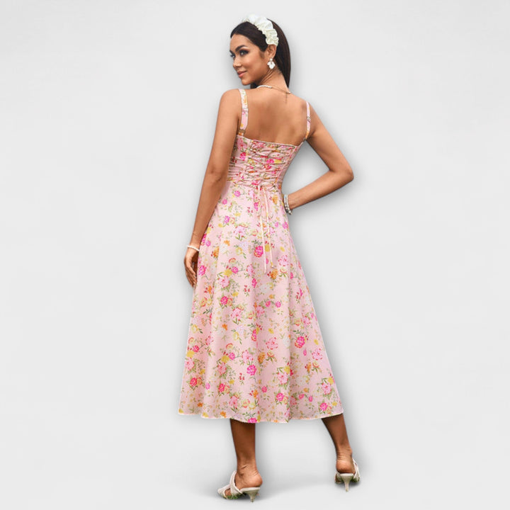 Upanje - Vestido Rosa com Detalhe de Abertura