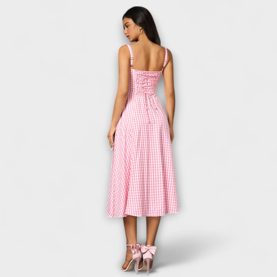 Upanje - Vestido Rosa com Detalhe de Abertura