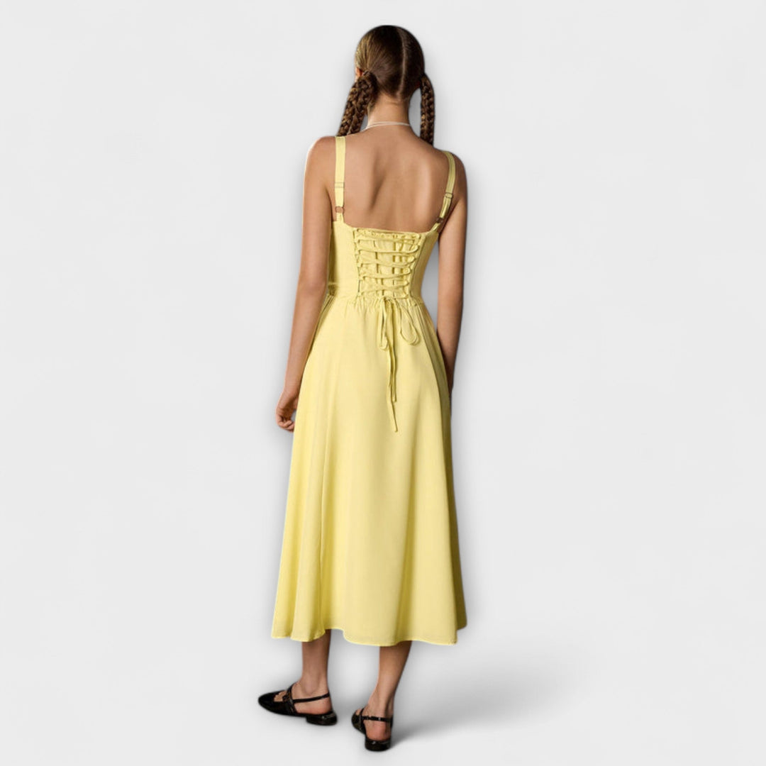 Upanje - Vestido Rosa com Detalhe de Abertura