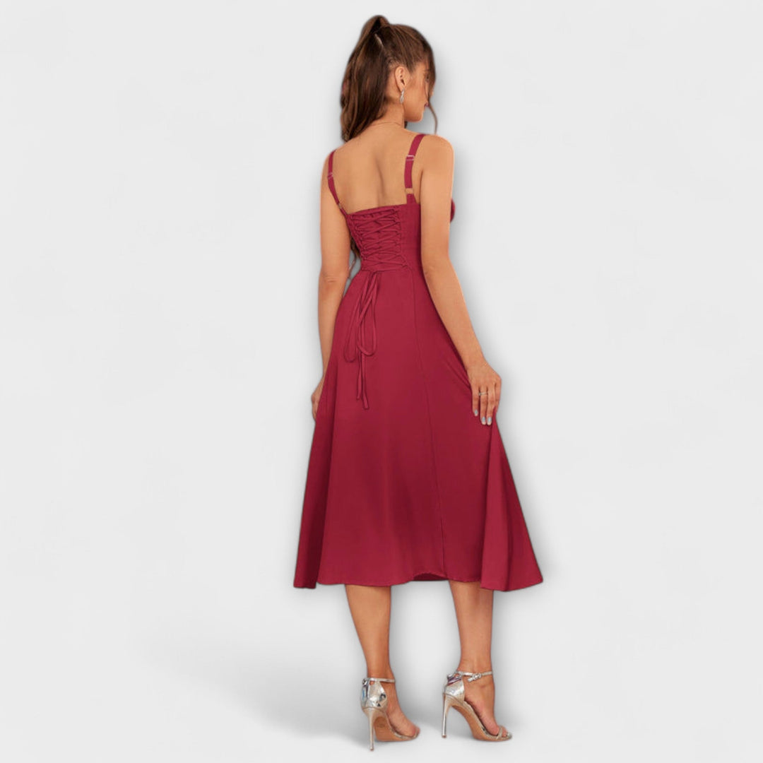 Upanje - Vestido Rosa com Detalhe de Abertura