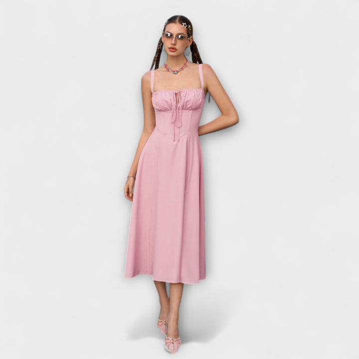 Upanje - Vestido Rosa com Detalhe de Abertura