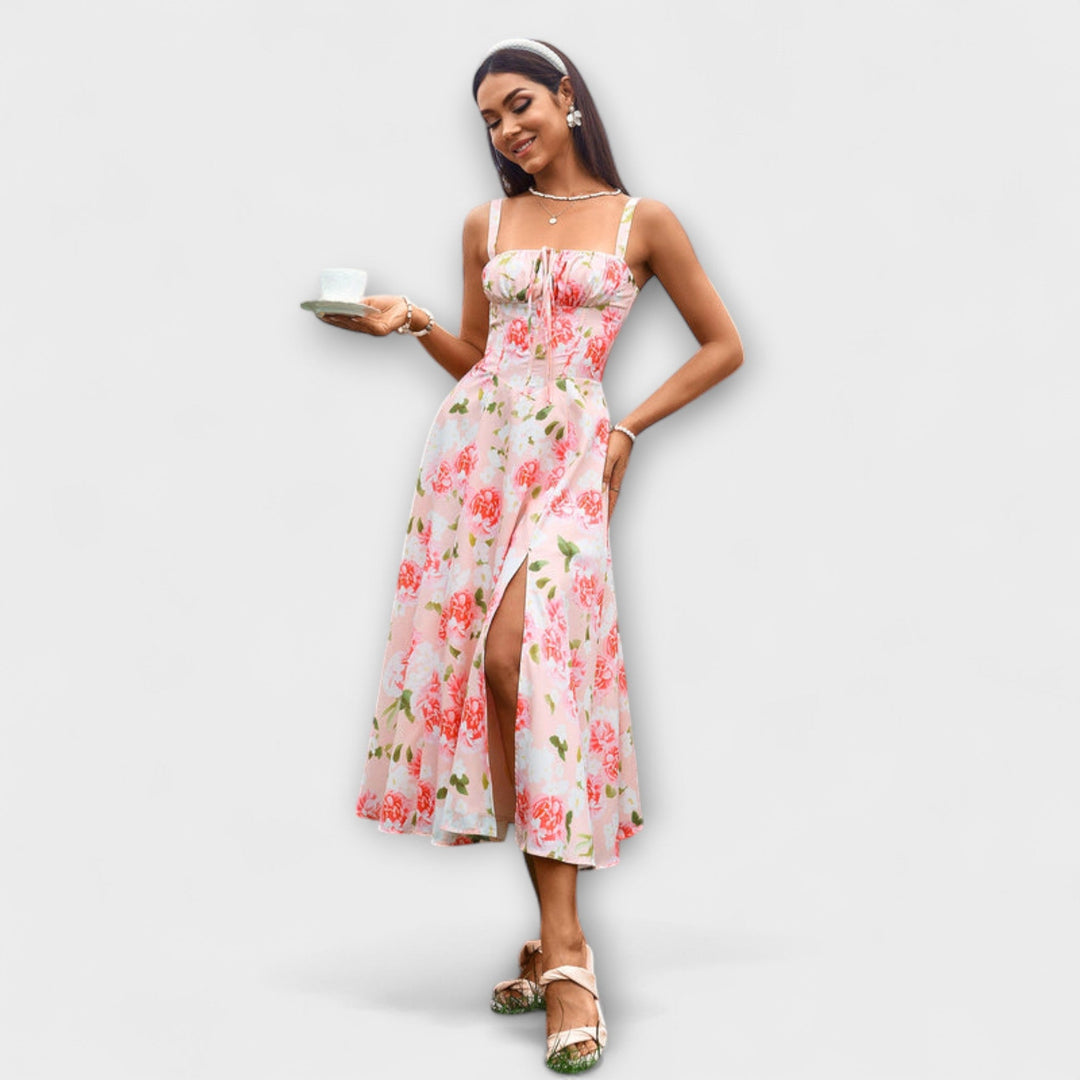 Upanje - Vestido Rosa com Detalhe de Abertura