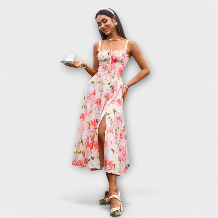 Upanje - Vestido Rosa com Detalhe de Abertura