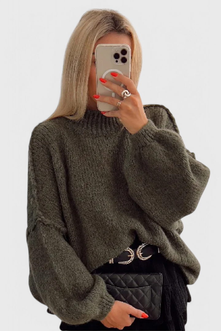 Cassia - Camisola de Malha Oversized com Mangas Balão