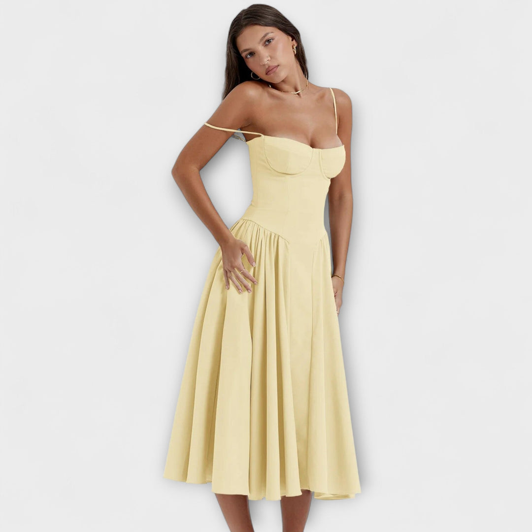 Rosalie - Vestido Elegante com Espartilho sem Mangas