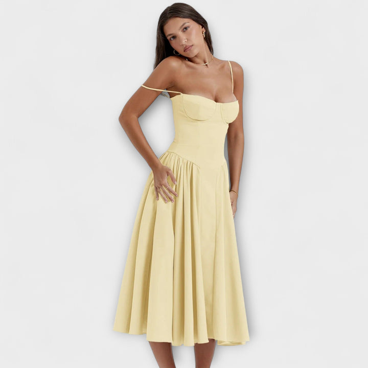 Rosalie - Vestido Elegante com Espartilho sem Mangas
