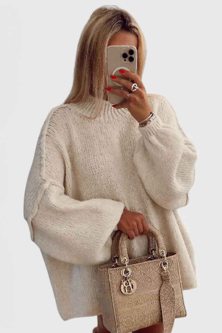 Cassia - Camisola de Malha Oversized com Mangas Balão