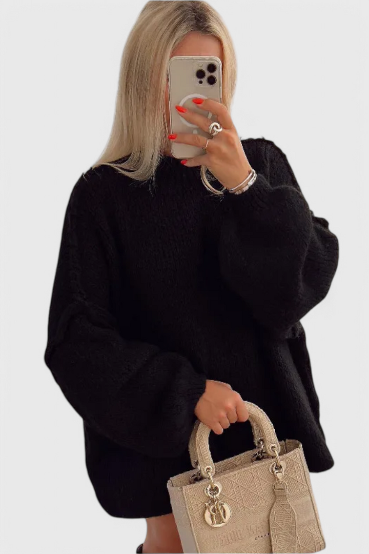 Cassia - Camisola de Malha Oversized com Mangas Balão