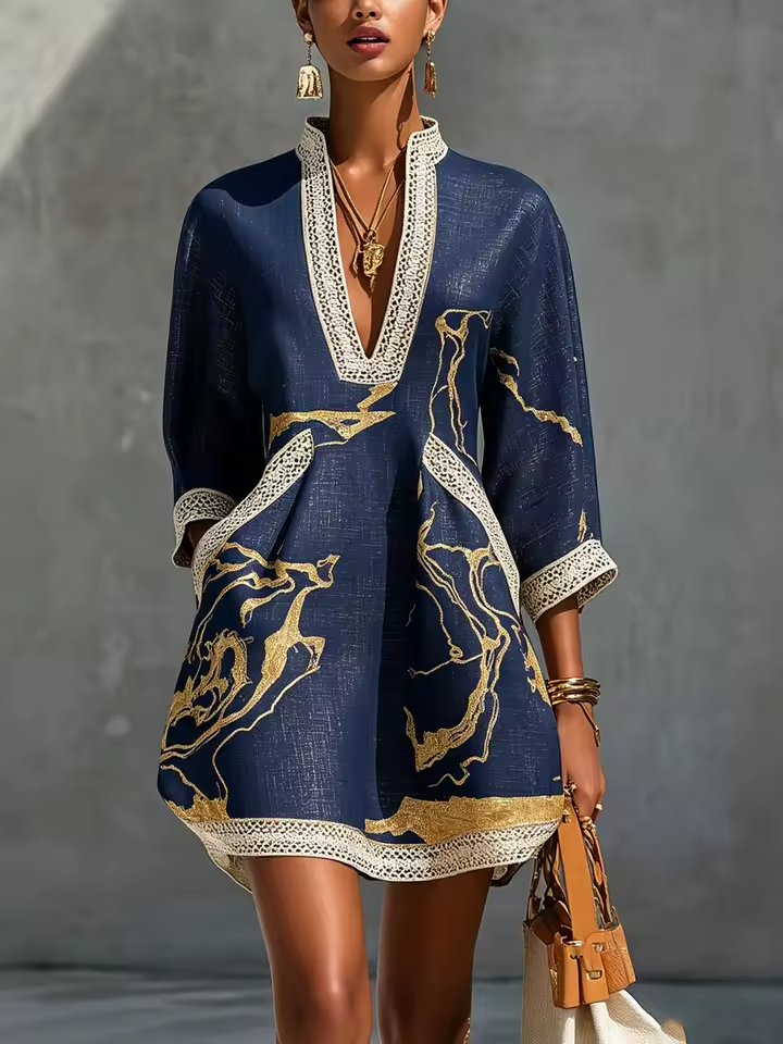 Amelia | Vestido Marfim com Detalhes Dourados