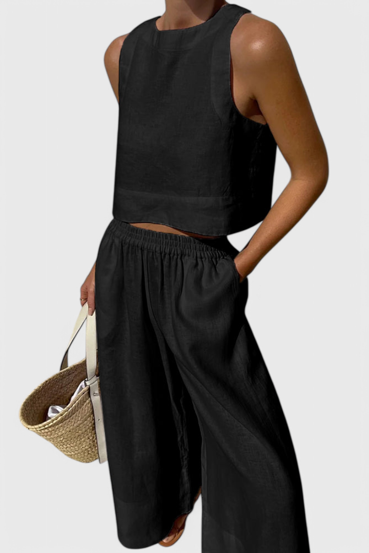 Avelina Conjunto Minimalista em Algodão e Linho Leve