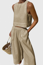 Avelina Conjunto Minimalista em Algodão e Linho Leve