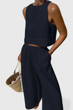 Avelina Conjunto Minimalista em Algodão e Linho Leve