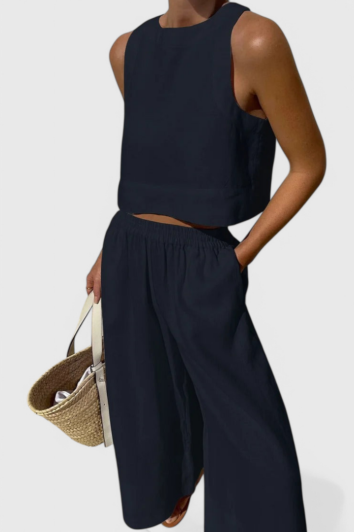 Avelina Conjunto Minimalista em Algodão e Linho Leve