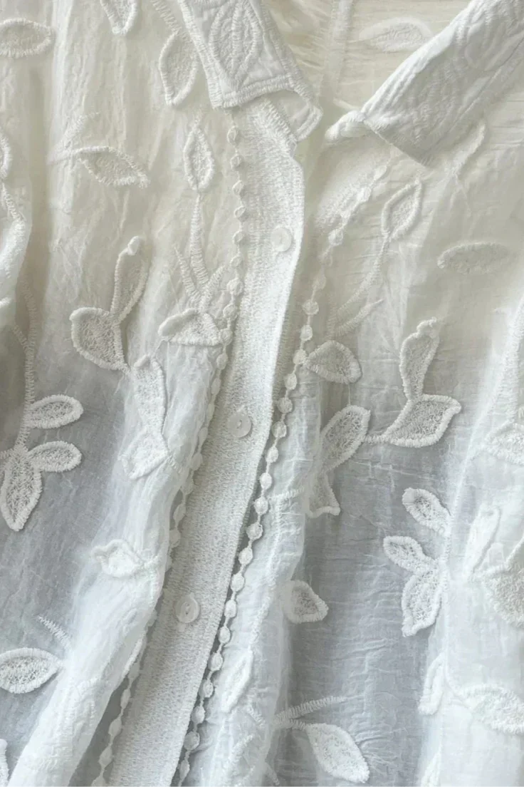 Prairie Camisa de Renda Bordada