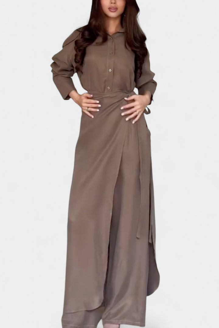 Marisol Conjunto Casual de Camisa Solta e Calça-Saia