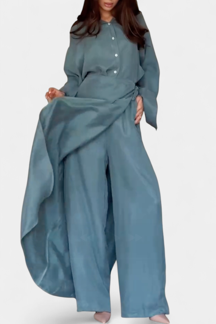 Marisol Conjunto Casual de Camisa Solta e Calça-Saia