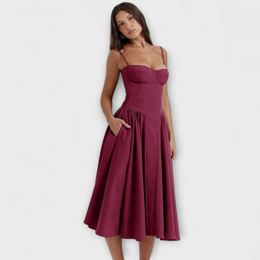 Rosalie - Vestido Elegante com Espartilho sem Mangas