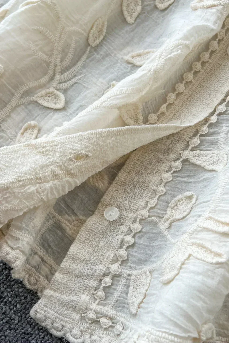 Prairie Camisa de Renda Bordada