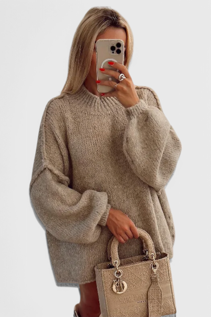 Cassia - Camisola de Malha Oversized com Mangas Balão