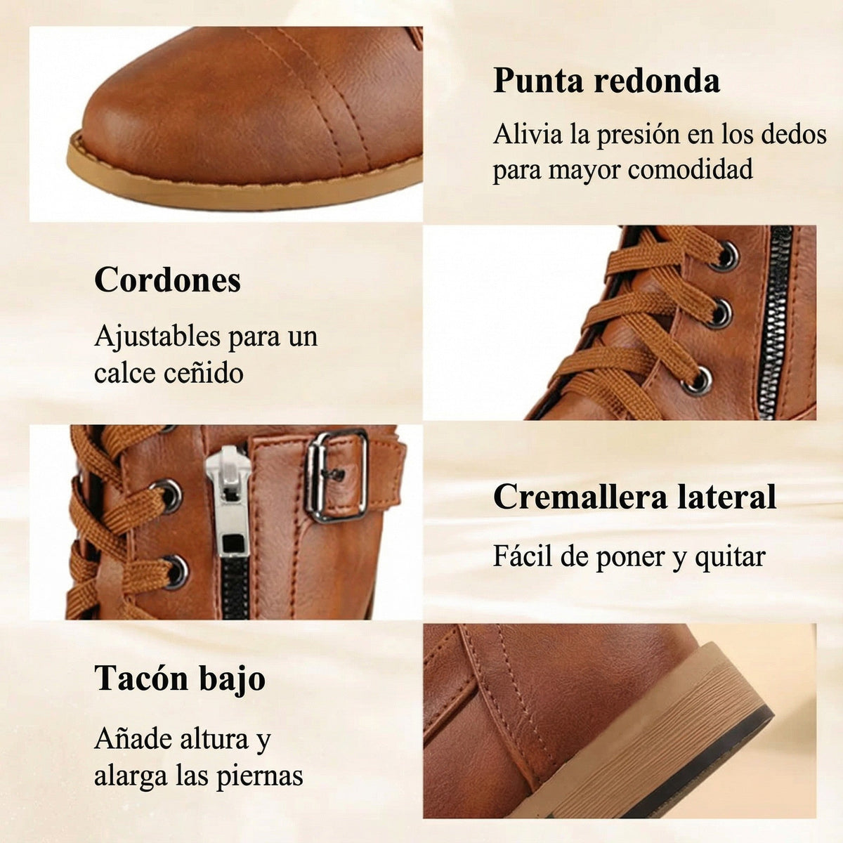 Silvia - Botas com Suporte Plantar de Biqueira Redonda