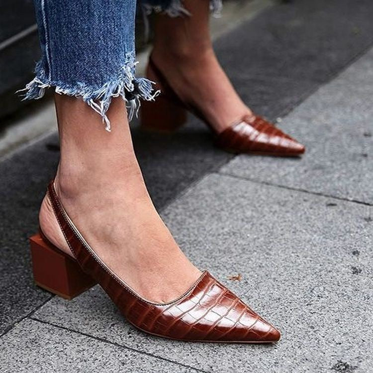 Olga - Sapatos com Salto Quadrado Elegante