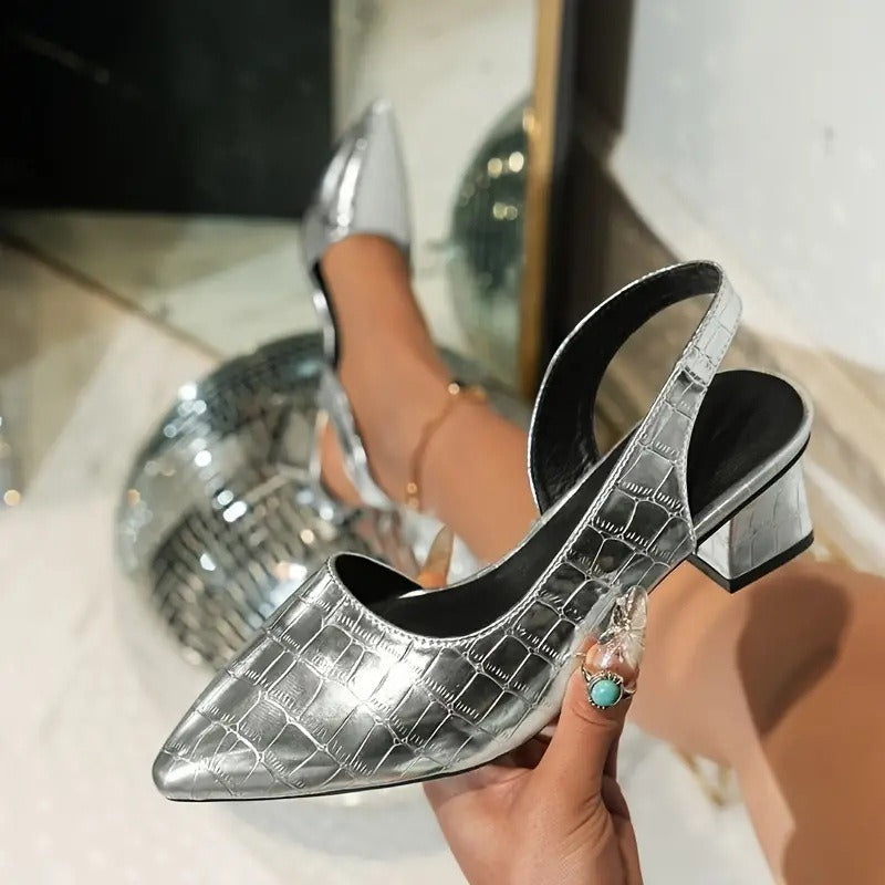 Olga - Sapatos com Salto Quadrado Elegante