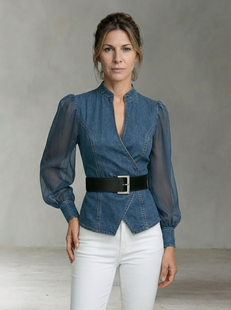 Alessia | Top de Ganga com Mangas de Chiffon Leve