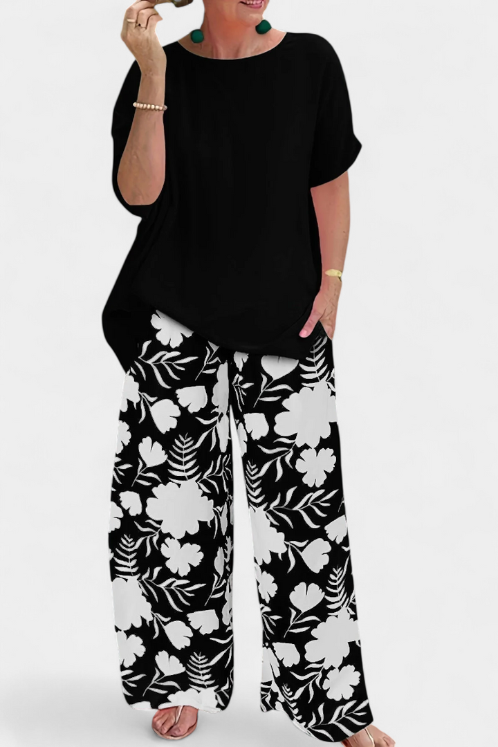 Aivy Conjunto Floral de Duas Peças com Toque Descontraído