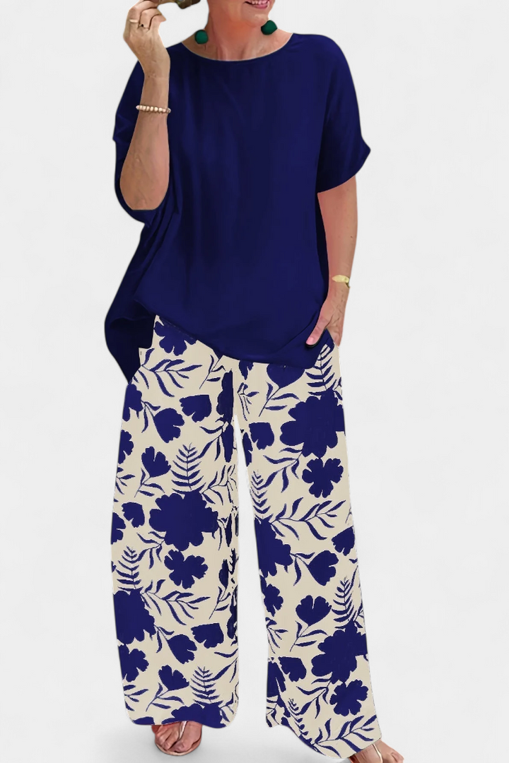 Aivy Conjunto Floral de Duas Peças com Toque Descontraído