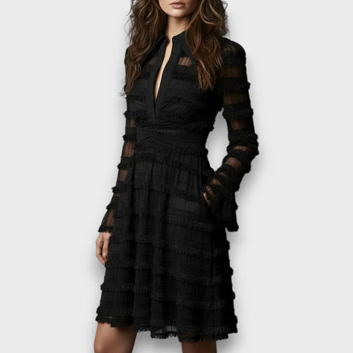 Marisa | Vestido Midi com Franjas Transparentes