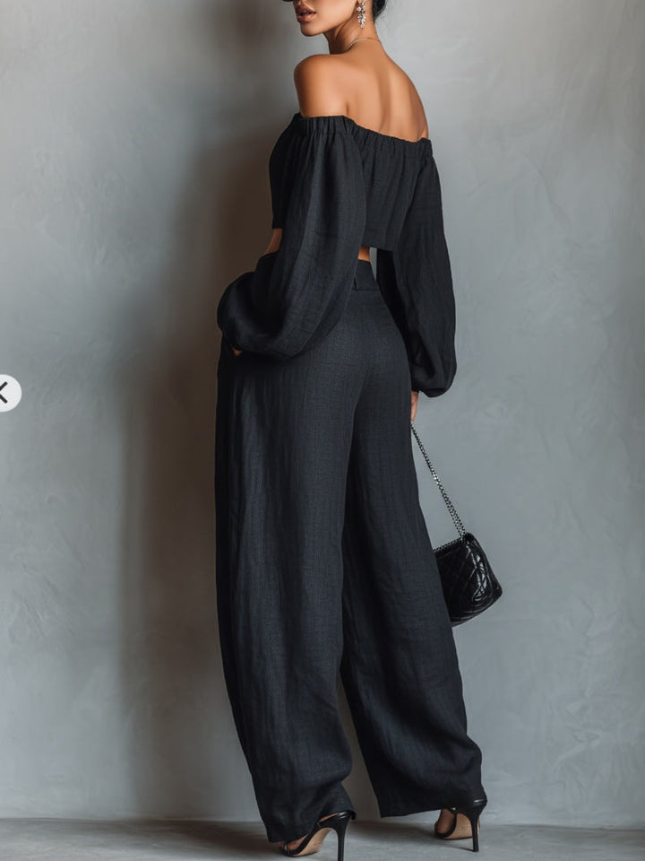 Tess™ | Conjunto de Ombros à Mostra com Calças Largas