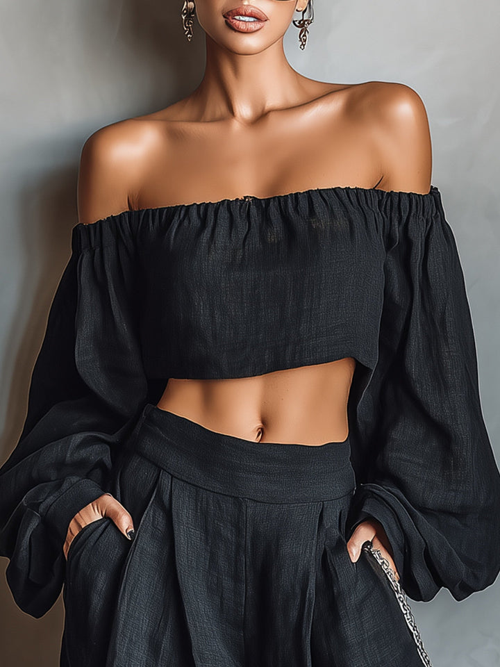 Tess™ | Conjunto de Ombros à Mostra com Calças Largas
