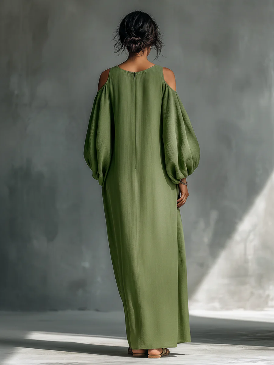 Susana | Vestido Maxi Fluido com Ombros à Mostra