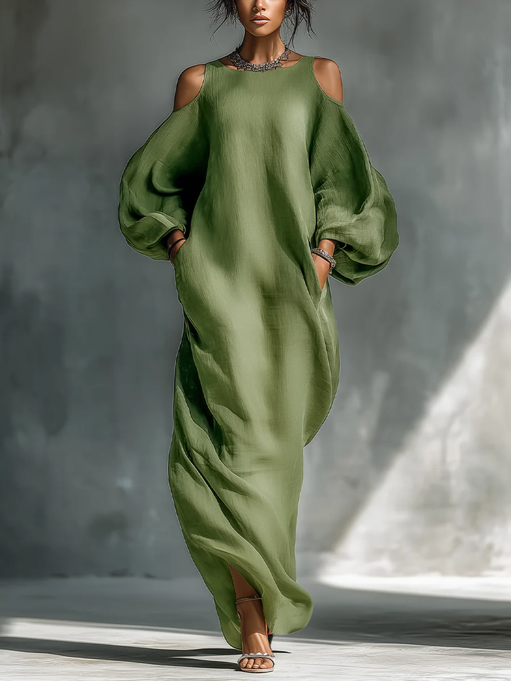 Susana | Vestido Maxi Fluido com Ombros à Mostra