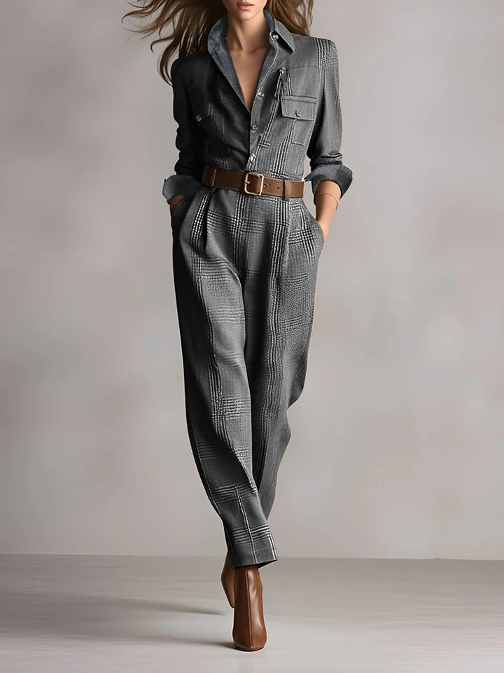 Anna™ | Macacão Elegante Aos Quadrados