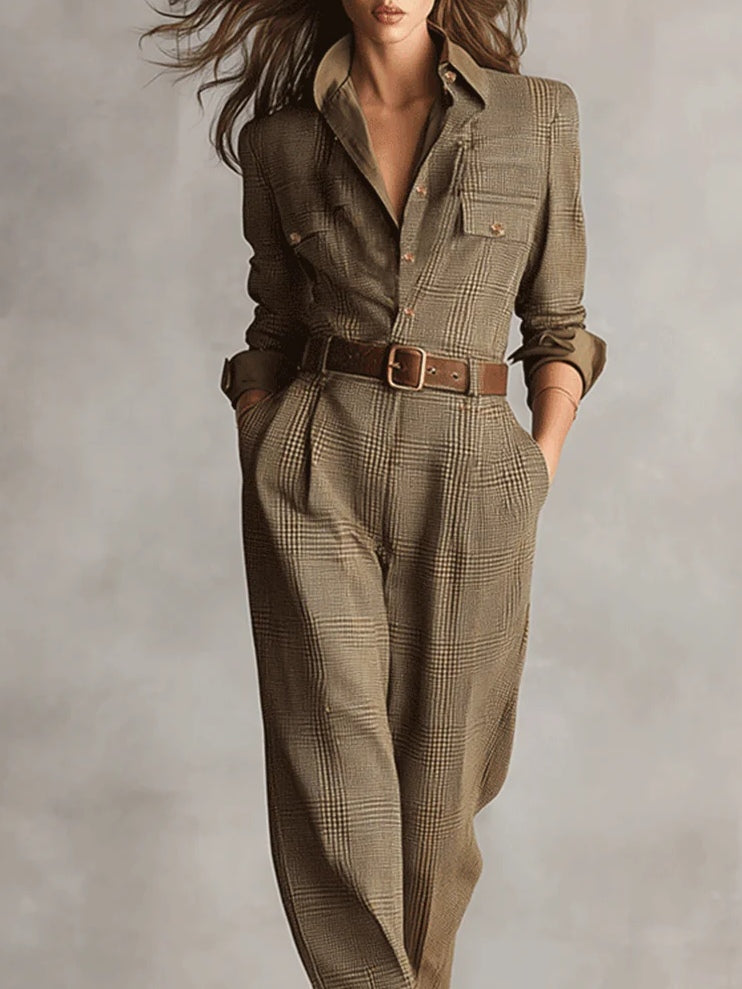 Anna™ | Macacão Elegante Aos Quadrados