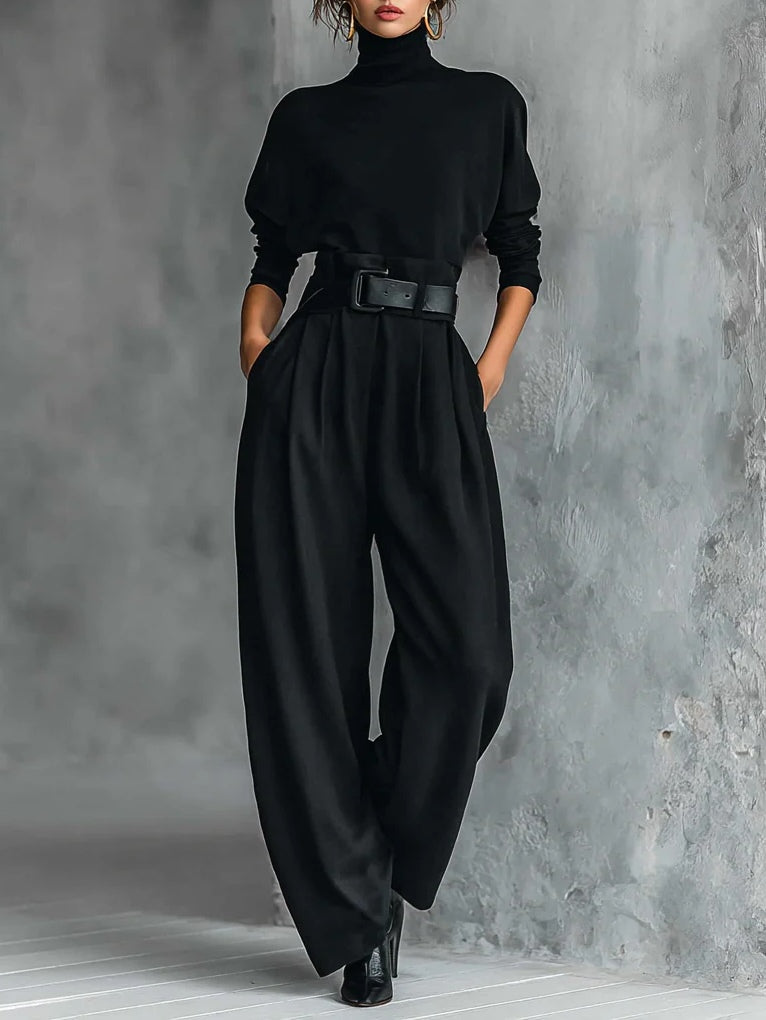 Lisa™ | Conjunto de 2 Peças Preto com Cinto