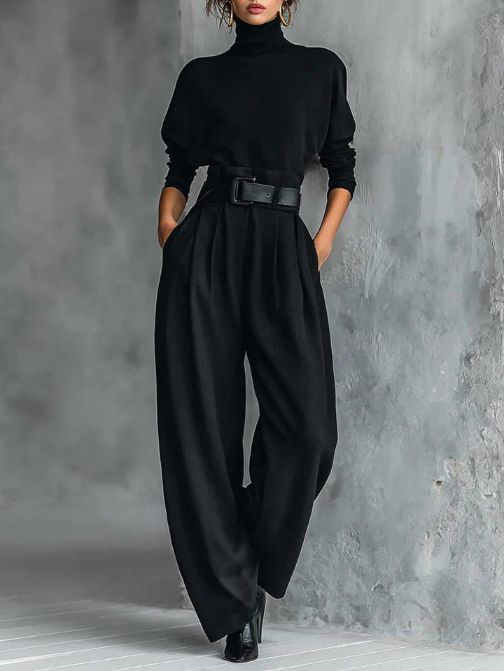 Lisa™ | Conjunto de 2 Peças Preto com Cinto