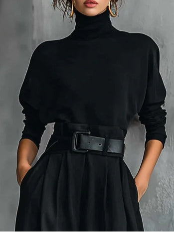 Lisa™ | Conjunto de 2 Peças Preto com Cinto