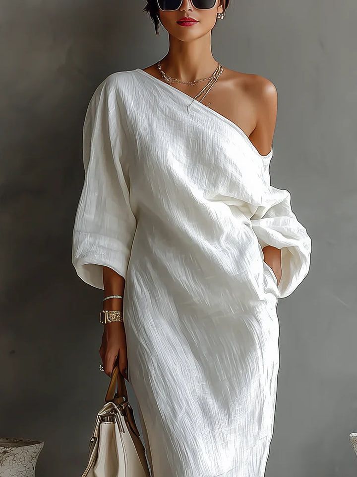 Melisa | Vestido Maxi Assimétrico, Elegante e Fluido