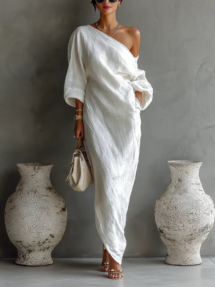Melisa | Vestido Maxi Assimétrico, Elegante e Fluido