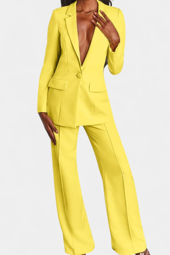 Marnie Conjunto de Blazer à Medida e Calças de Perna Larga