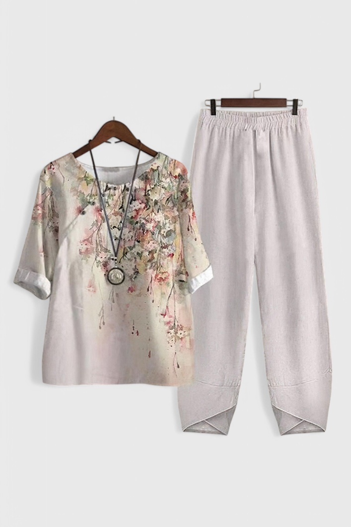 Ursula Conjunto Chique de Camisa e Calças com Estilo Relaxado