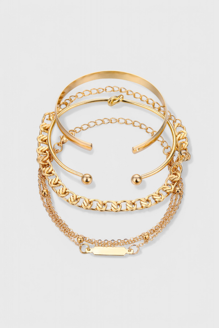 Conjunto de Pulseiras de Corrente de Metal de 4 Peças