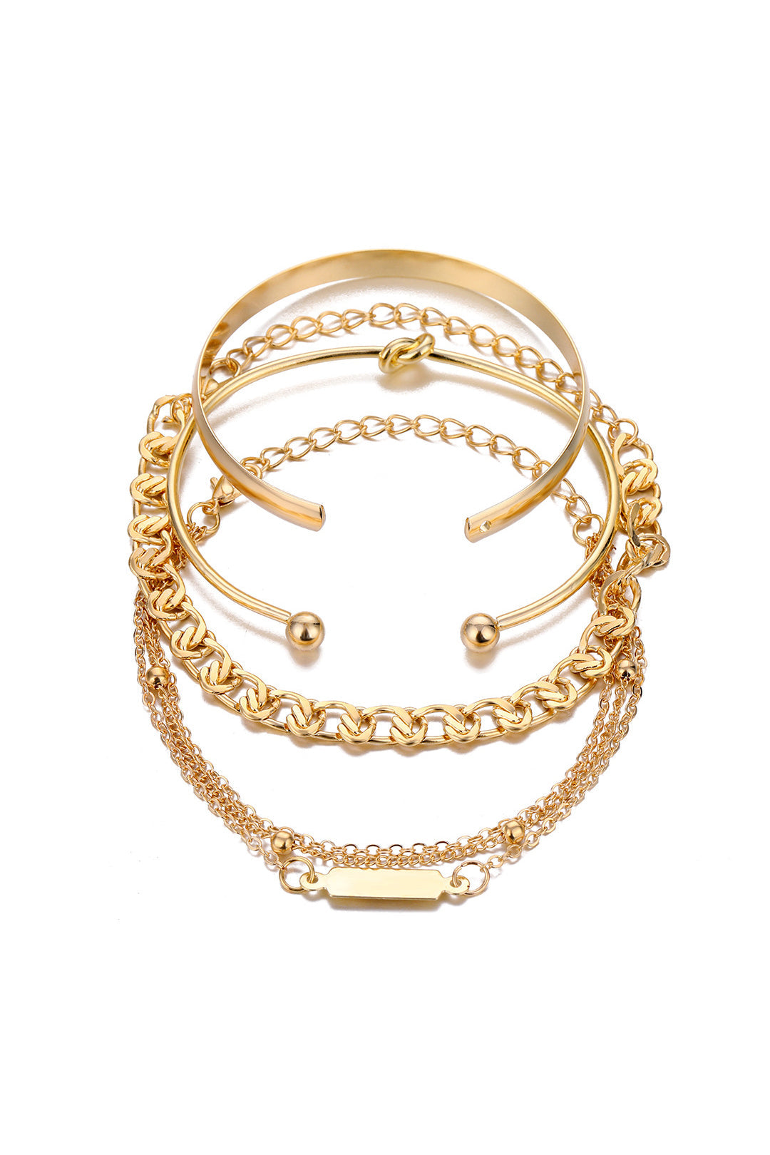 Conjunto de Pulseiras de Corrente de Metal de 4 Peças